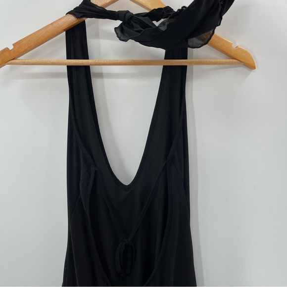 Beginning Boutique Black Deep V Neck Halter Rosette Detail Mini Dress Size 4 - Picture 7 of 12